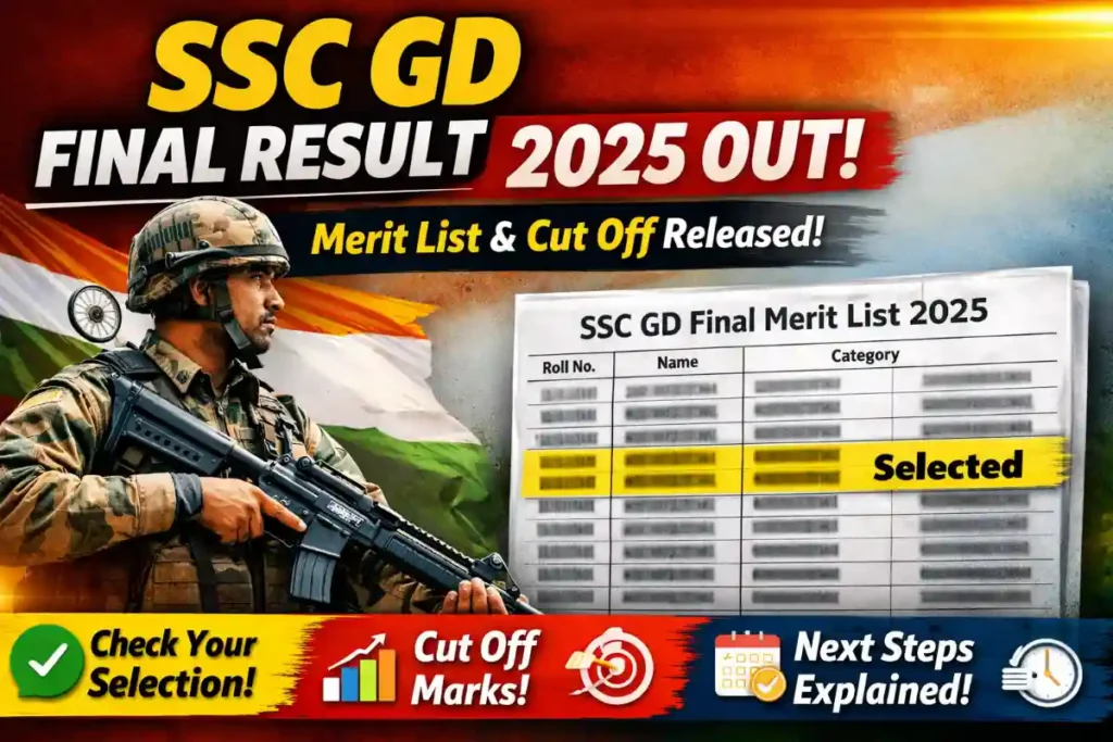 SSC GD Final Result 2025 Released: Merit List, Cut Off & Joining Process