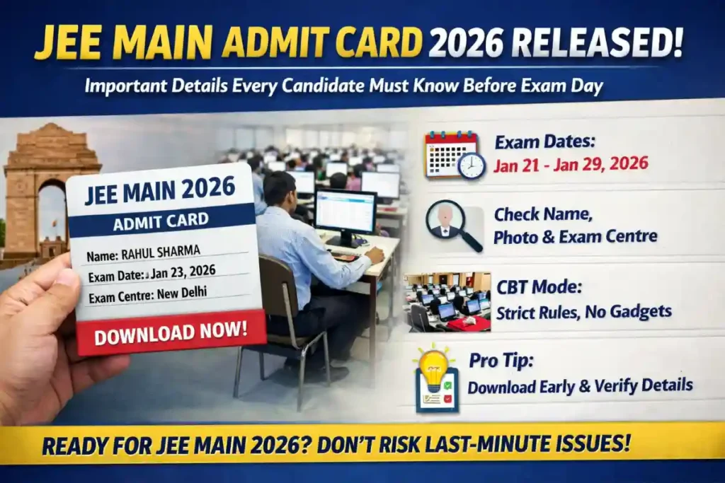 JEE Main Admit Card 2026 Released Today: Download Hall Ticket Now