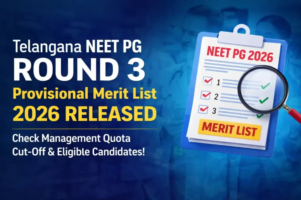 Telangana NEET PG Round 3 Provisional Merit List 2026 Released for Management Quota