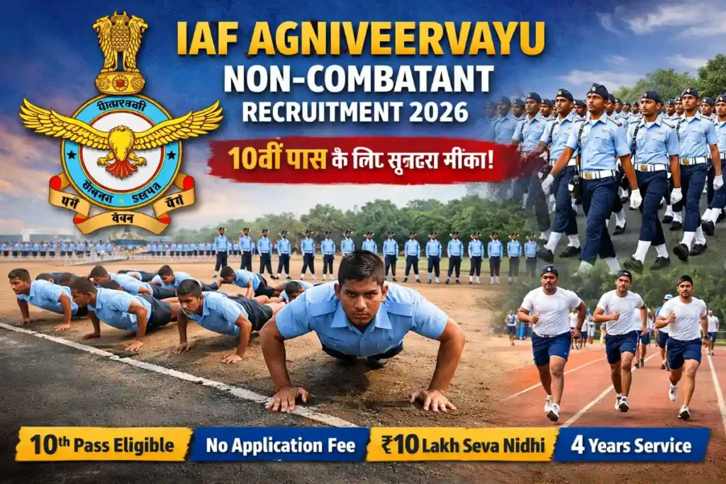 Indian Air Force Agniveervayu Non Combatant Recruitment 2026: 10th Pass Apply Offline, Salary ₹10 Lakh Seva Nidhi