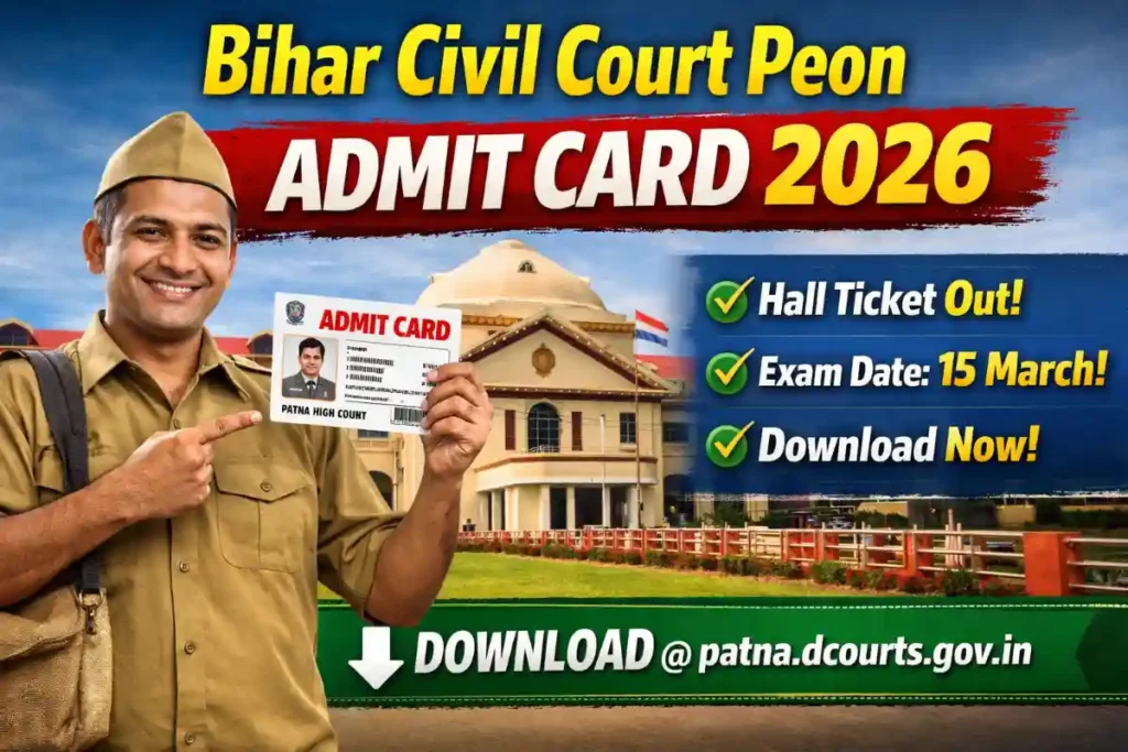 Bihar Civil Court Peon Admit Card 2026 Download – Exam Date 15 March, Hall Ticket Link
