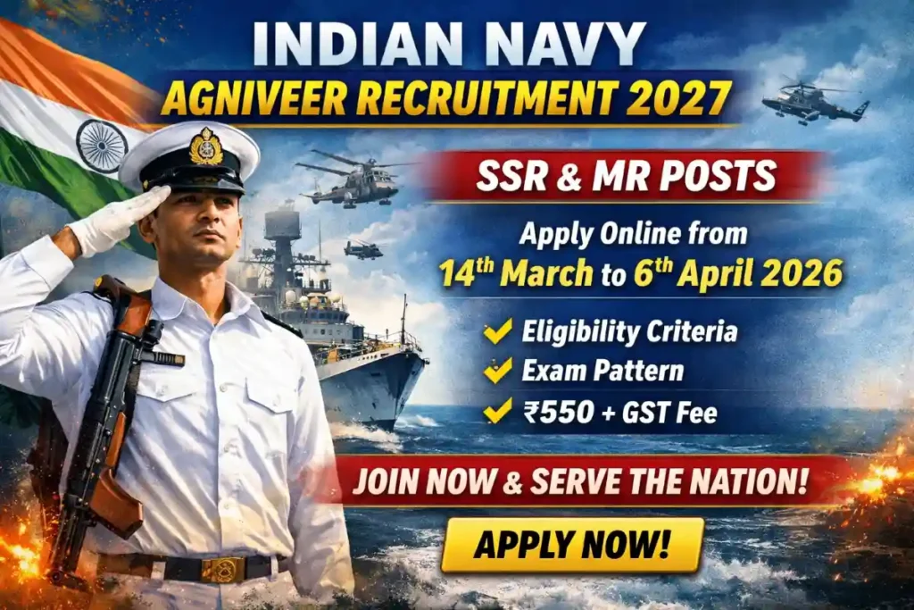 Indian Navy Agniveer Recruitment 2027: Apply Online for SSR, MR Posts from March 14
