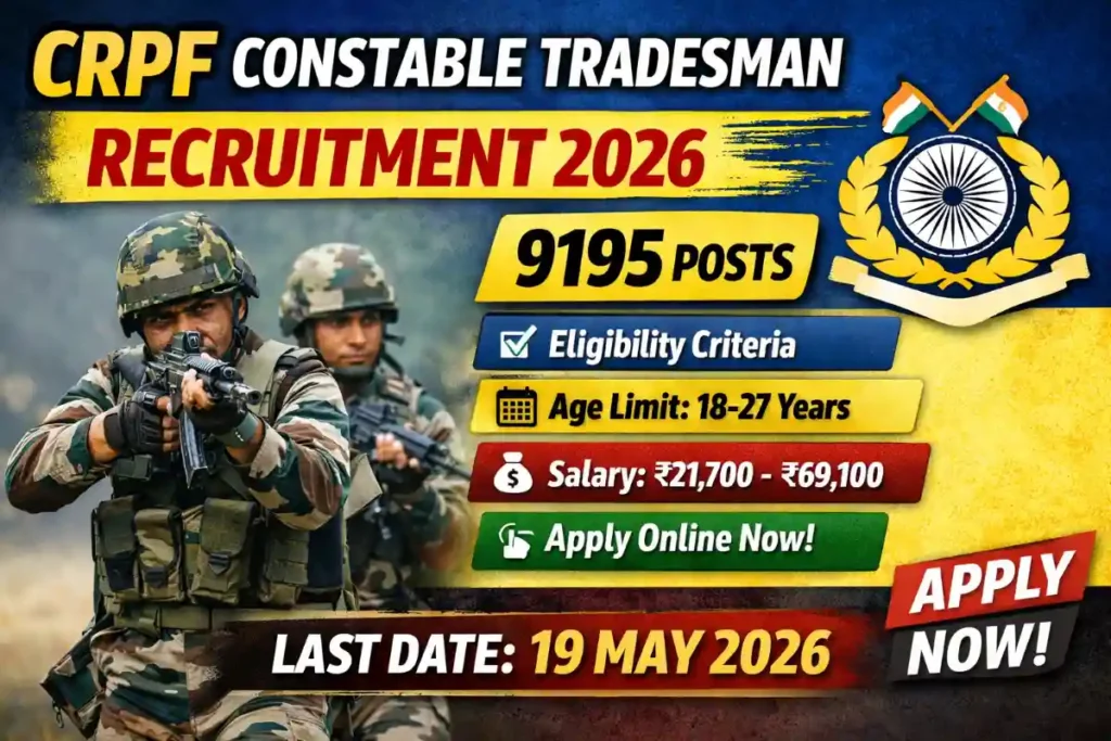 CRPF Constable Tradesman Recruitment 2026 Apply Online...
