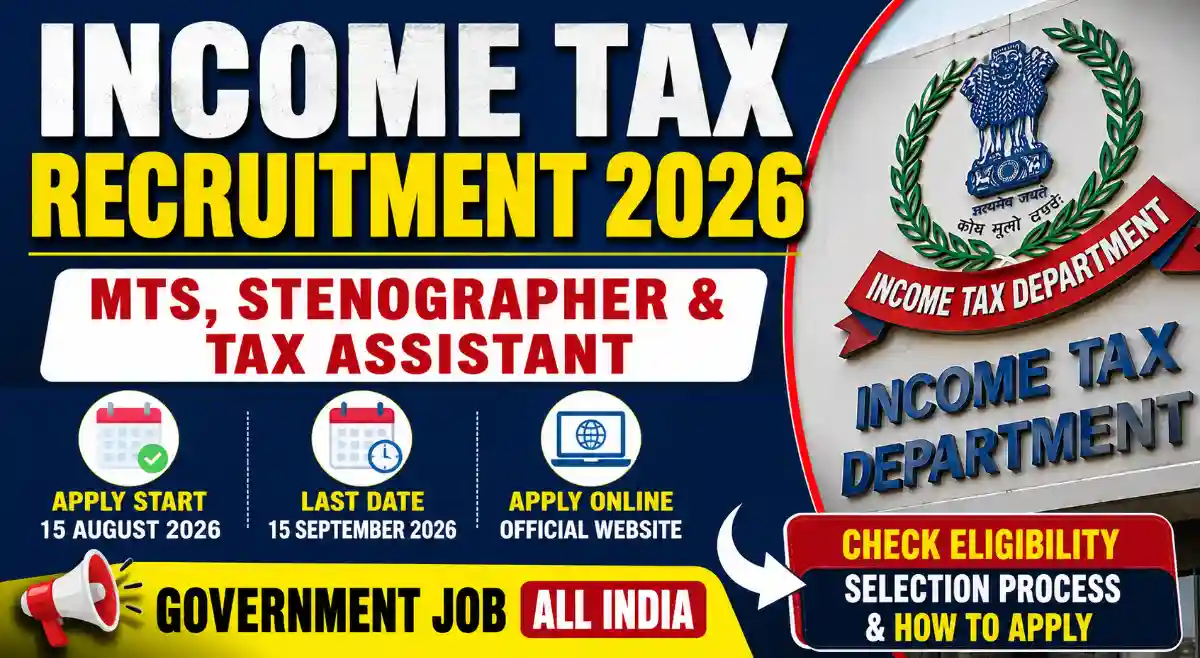 Income Tax Recruitment 2026 and 2027: MTS, Stenographer & Tax Assistant