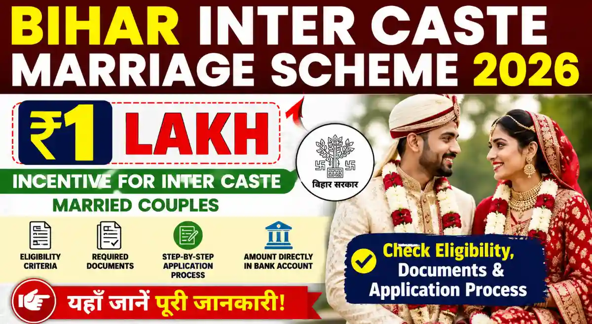 Bihar Inter Caste Marriage Scheme 2026: ₹1 Lakh Incentive, Eligibility & Apply