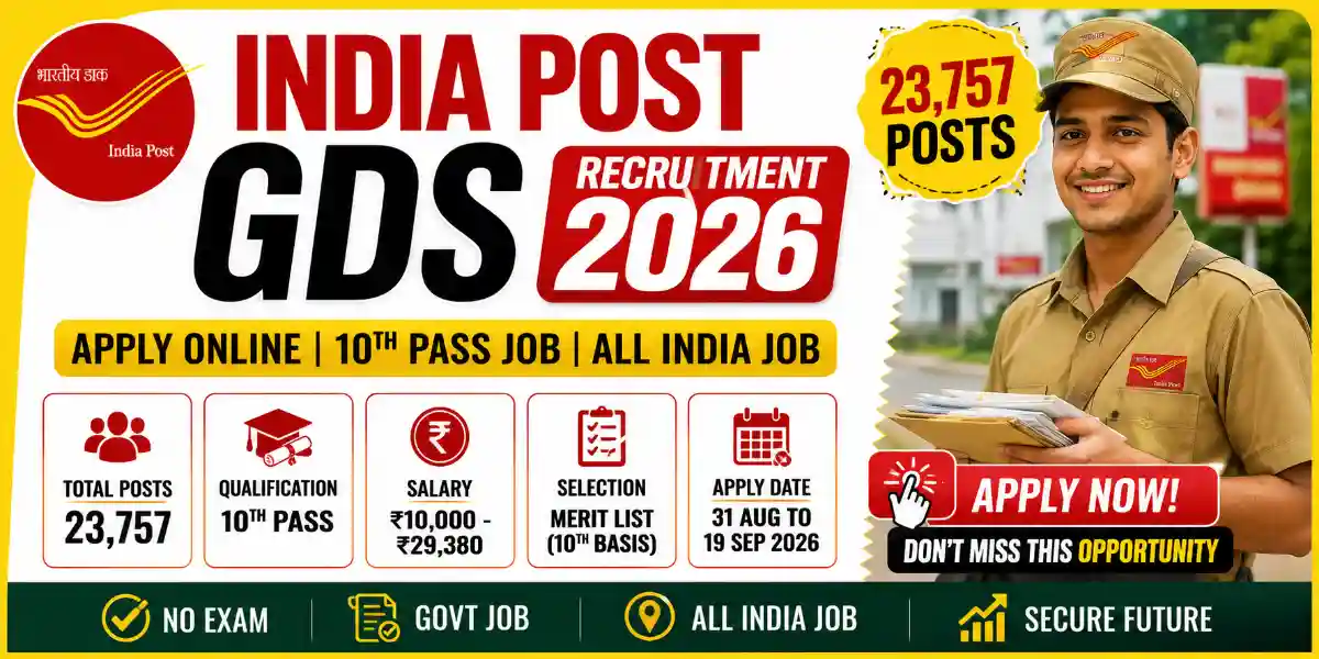 India Post GDS Vacancies 2026: 23,757 Posts, Apply Online, Eligibility & Salary