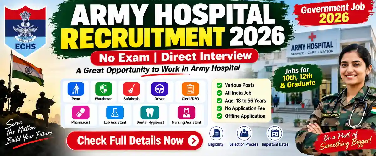 Army Hospital Recruitment 2026: Peon, Driver, Clerk & Other Posts